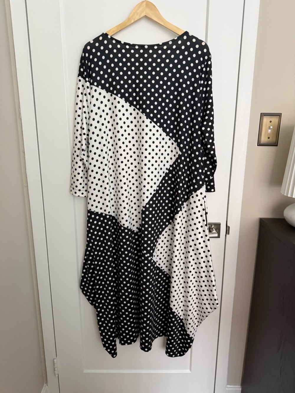 IC by Connie K - Polka Dot Swing Dress - Black & White Colorblock - Picture 9 of 12